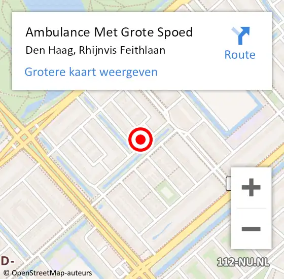 Locatie op kaart van de 112 melding: Ambulance Met Grote Spoed Naar Den Haag, Rhijnvis Feithlaan op 27 juli 2022 03:36