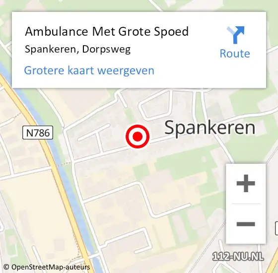 Locatie op kaart van de 112 melding: Ambulance Met Grote Spoed Naar Spankeren, Dorpsweg op 27 juli 2022 04:02