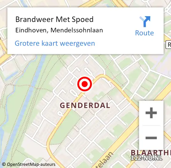 Locatie op kaart van de 112 melding: Brandweer Met Spoed Naar Eindhoven, Mendelssohnlaan op 27 juli 2022 04:48