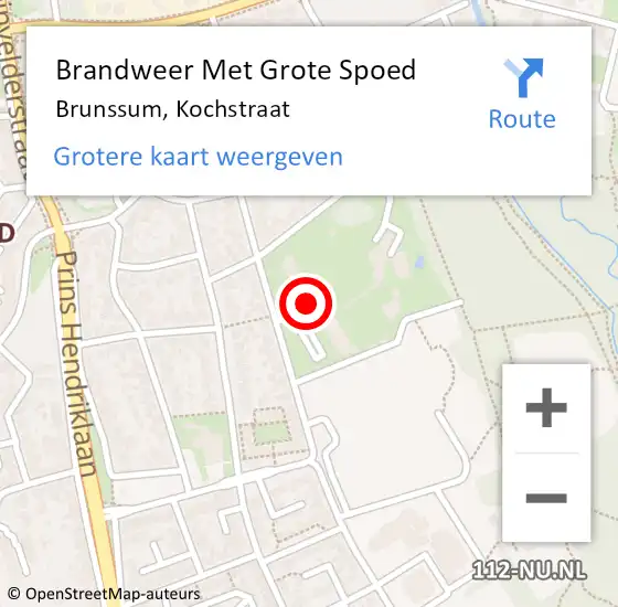Locatie op kaart van de 112 melding: Brandweer Met Grote Spoed Naar Brunssum, Kochstraat op 27 juli 2022 06:39