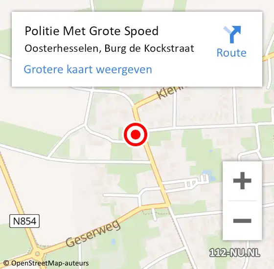 Locatie op kaart van de 112 melding: Politie Met Grote Spoed Naar Oosterhesselen, Burg de Kockstraat op 27 juli 2022 06:40