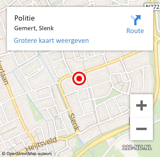Locatie op kaart van de 112 melding: Politie Gemert, Slenk op 27 juli 2022 07:13