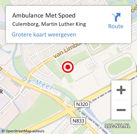 Locatie op kaart van de 112 melding: Ambulance Met Spoed Naar Culemborg, Martin Luther King op 27 juli 2022 08:38