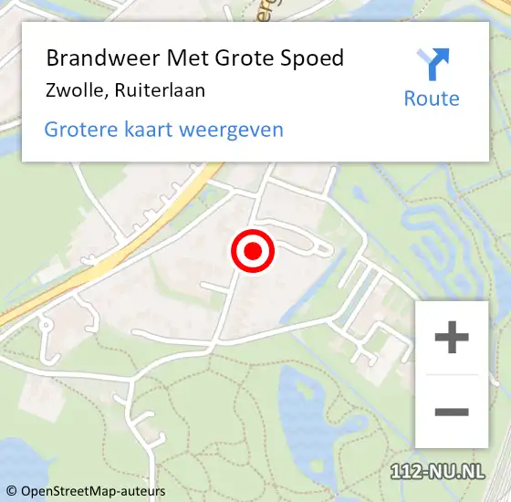 Locatie op kaart van de 112 melding: Brandweer Met Grote Spoed Naar Zwolle, Ruiterlaan op 27 juli 2022 13:37