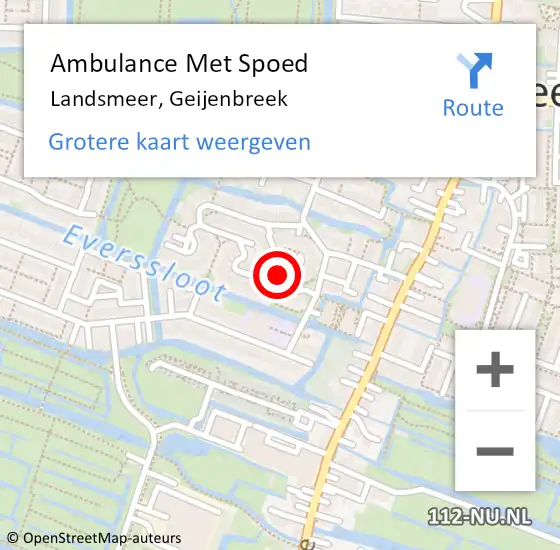 Locatie op kaart van de 112 melding: Ambulance Met Spoed Naar Landsmeer, Geijenbreek op 27 juli 2022 14:10