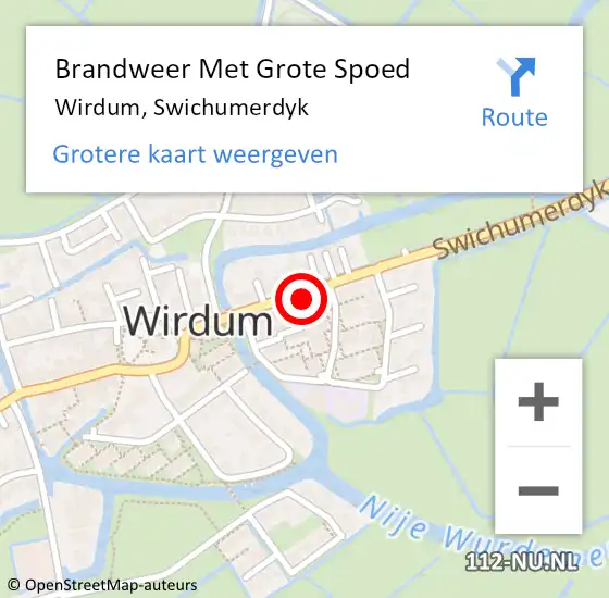 Locatie op kaart van de 112 melding: Brandweer Met Grote Spoed Naar Wirdum, Swichumerdyk op 27 juli 2022 16:09