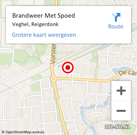 Locatie op kaart van de 112 melding: Brandweer Met Spoed Naar Veghel, Reigerdonk op 27 juli 2022 18:44