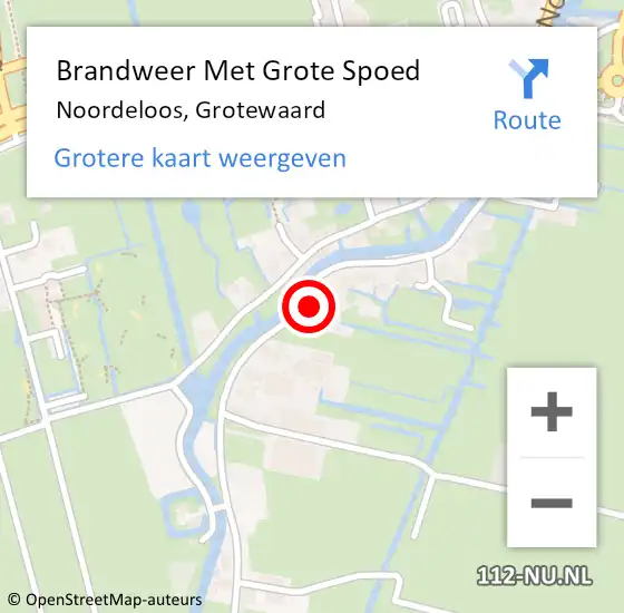 Locatie op kaart van de 112 melding: Brandweer Met Grote Spoed Naar Noordeloos, Grotewaard op 27 juli 2022 18:54