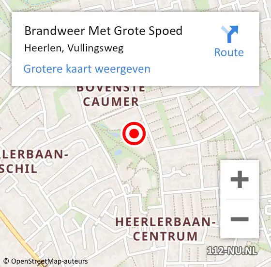 Locatie op kaart van de 112 melding: Brandweer Met Grote Spoed Naar Heerlen, Vullingsweg op 27 juli 2022 19:46