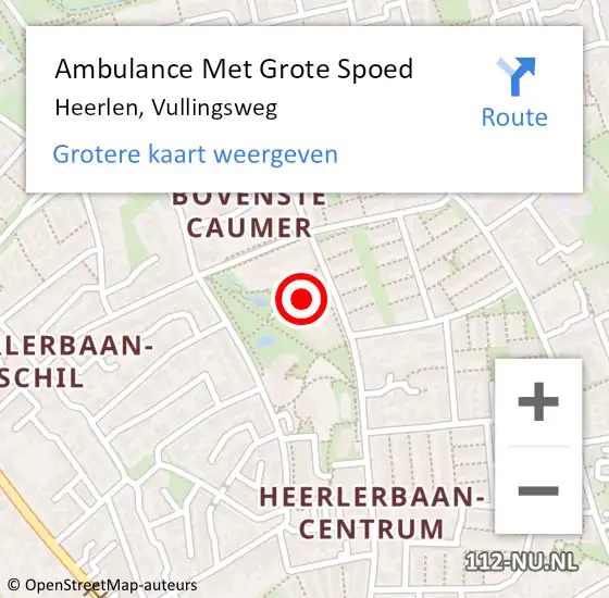 Locatie op kaart van de 112 melding: Ambulance Met Grote Spoed Naar Heerlen, Vullingsweg op 27 juli 2022 19:51