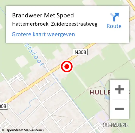 Locatie op kaart van de 112 melding: Brandweer Met Spoed Naar Hattemerbroek, Zuiderzeestraatweg op 27 juli 2022 20:33