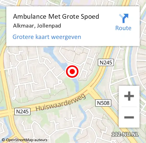 Locatie op kaart van de 112 melding: Ambulance Met Grote Spoed Naar Alkmaar, Jollenpad op 27 juli 2022 20:38