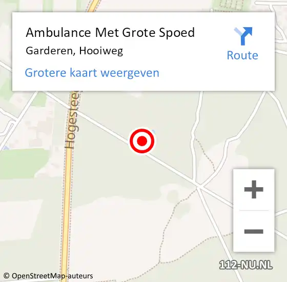 Locatie op kaart van de 112 melding: Ambulance Met Grote Spoed Naar Garderen, Hooiweg op 27 juli 2022 22:11