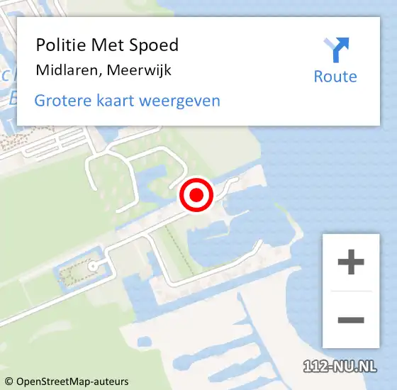 Locatie op kaart van de 112 melding: Politie Met Spoed Naar Midlaren, Meerwijk op 27 juli 2022 23:24