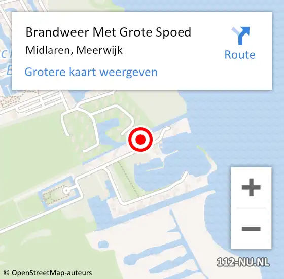 Locatie op kaart van de 112 melding: Brandweer Met Grote Spoed Naar Midlaren, Meerwijk op 27 juli 2022 23:27