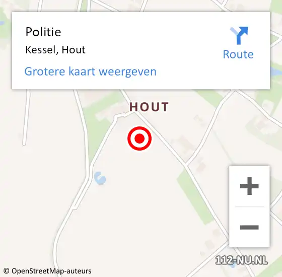 Locatie op kaart van de 112 melding: Politie Kessel, Hout op 28 juli 2022 10:26