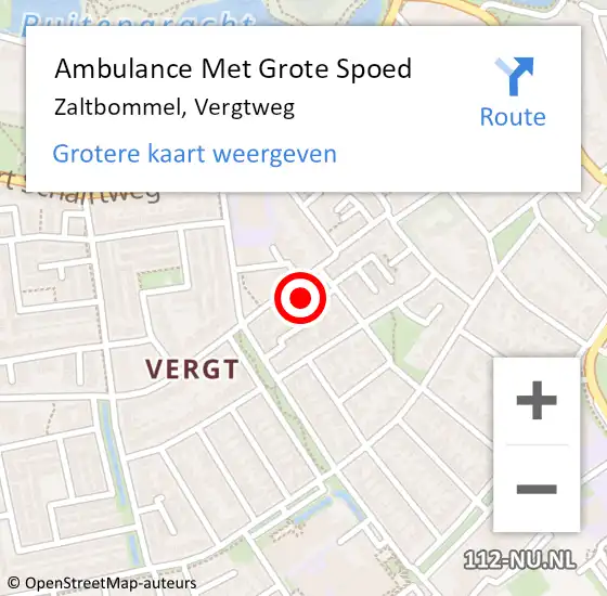 Locatie op kaart van de 112 melding: Ambulance Met Grote Spoed Naar Zaltbommel, Vergtweg op 28 juli 2022 11:00