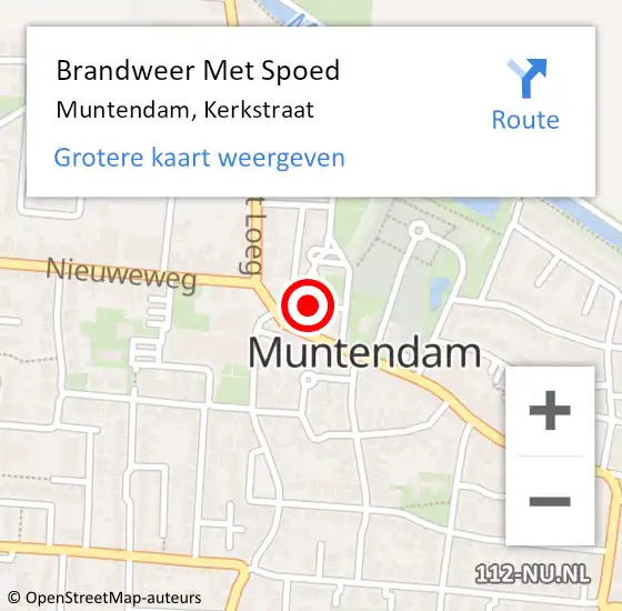 Locatie op kaart van de 112 melding: Brandweer Met Spoed Naar Muntendam, Kerkstraat op 28 juli 2022 13:17