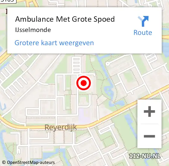 Locatie op kaart van de 112 melding: Ambulance Met Grote Spoed Naar IJsselmonde op 28 juli 2022 13:29