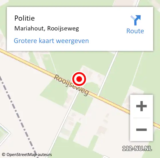 Locatie op kaart van de 112 melding: Politie Mariahout, Rooijseweg op 28 juli 2022 14:17