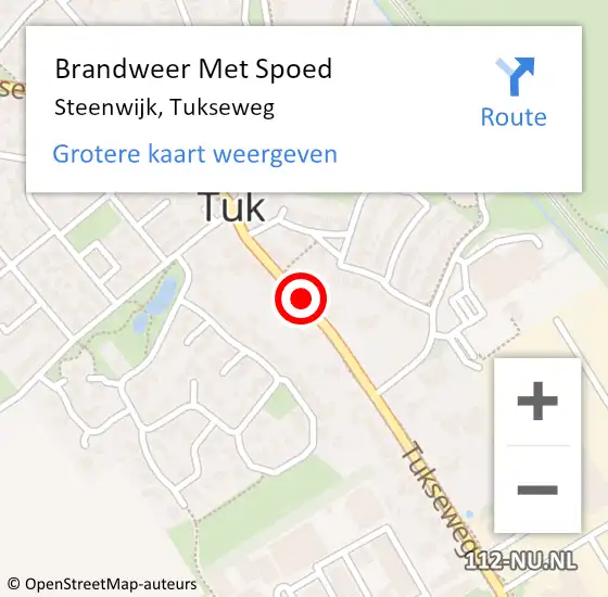 Locatie op kaart van de 112 melding: Brandweer Met Spoed Naar Steenwijk, Tukseweg op 28 juli 2022 14:42