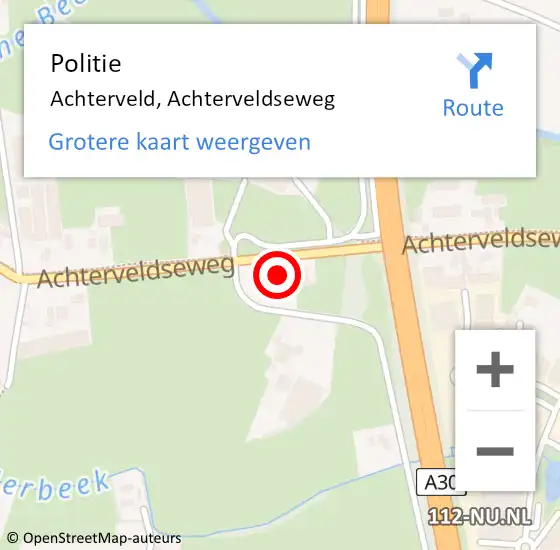 Locatie op kaart van de 112 melding: Politie Achterveld, Achterveldseweg op 28 juli 2022 15:28