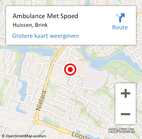 Locatie op kaart van de 112 melding: Ambulance Met Spoed Naar Huissen, Brink op 28 juli 2022 16:08