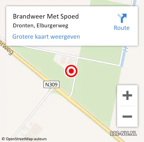 Locatie op kaart van de 112 melding: Brandweer Met Spoed Naar Dronten, Elburgerweg op 28 juli 2022 16:24