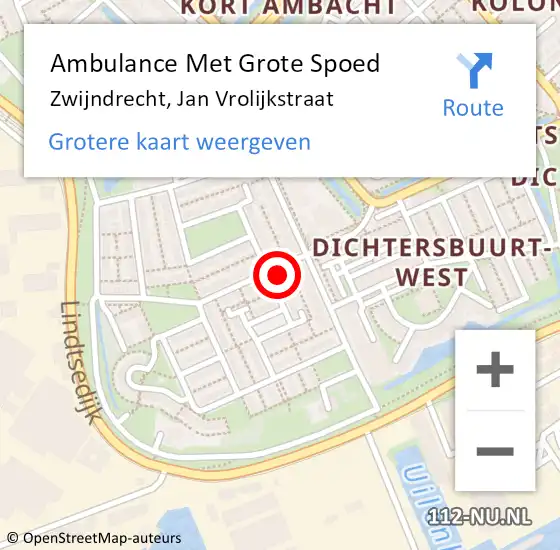 Locatie op kaart van de 112 melding: Ambulance Met Grote Spoed Naar Zwijndrecht, Jan Vrolijkstraat op 28 juli 2022 16:24