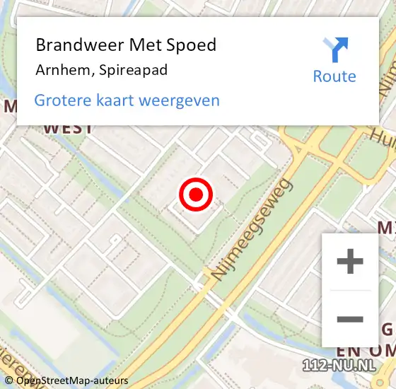Locatie op kaart van de 112 melding: Brandweer Met Spoed Naar Arnhem, Spireapad op 28 juli 2022 18:34