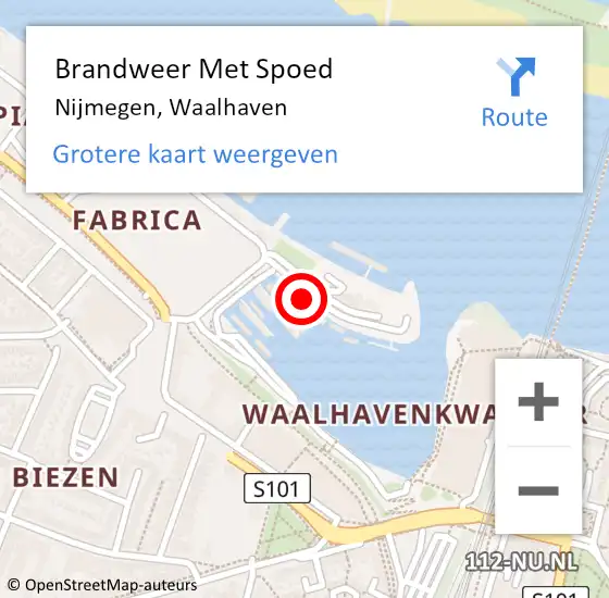 Locatie op kaart van de 112 melding: Brandweer Met Spoed Naar Nijmegen, Waalhaven op 28 juli 2022 18:35