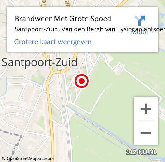 Locatie op kaart van de 112 melding: Brandweer Met Grote Spoed Naar Santpoort-Zuid, Van den Bergh van Eysingaplantsoen op 28 juli 2022 19:44