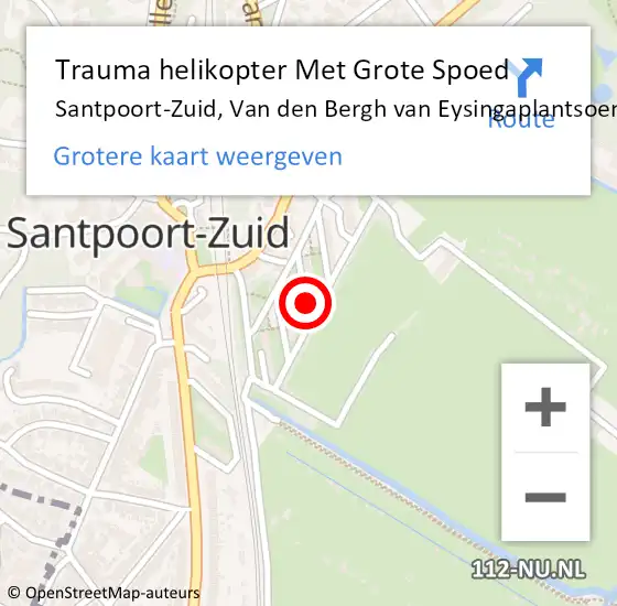 Locatie op kaart van de 112 melding: Trauma helikopter Met Grote Spoed Naar Santpoort-Zuid, Van den Bergh van Eysingaplantsoen op 28 juli 2022 19:45