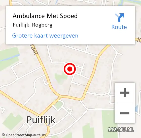 Locatie op kaart van de 112 melding: Ambulance Met Spoed Naar Puiflijk, Rogberg op 29 juli 2022 04:58