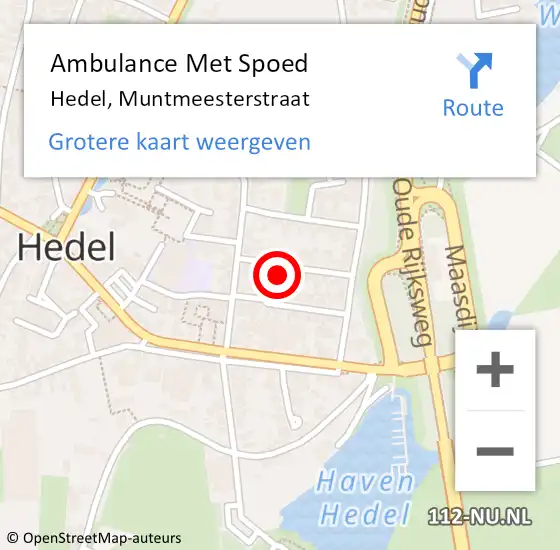 Locatie op kaart van de 112 melding: Ambulance Met Spoed Naar Hedel, Muntmeesterstraat op 29 juli 2022 08:16
