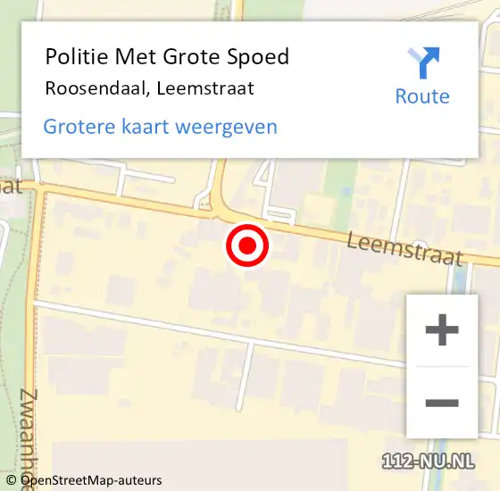 Locatie op kaart van de 112 melding: Politie Met Grote Spoed Naar Roosendaal, Leemstraat op 29 juli 2022 10:38