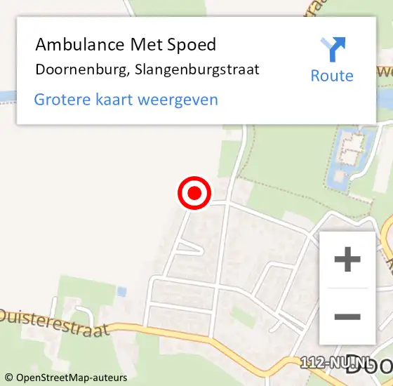 Locatie op kaart van de 112 melding: Ambulance Met Spoed Naar Doornenburg, Slangenburgstraat op 29 juli 2022 10:41