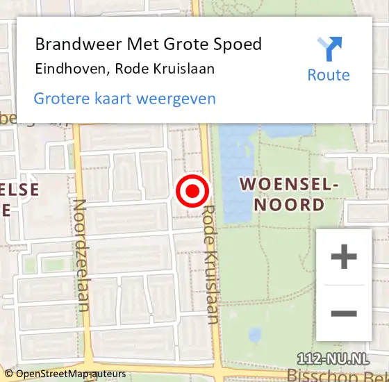 Locatie op kaart van de 112 melding: Brandweer Met Grote Spoed Naar Eindhoven, Rode Kruislaan op 29 juli 2022 13:58