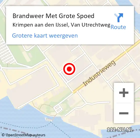 Locatie op kaart van de 112 melding: Brandweer Met Grote Spoed Naar Krimpen aan den IJssel, Van Utrechtweg op 29 juli 2022 14:40