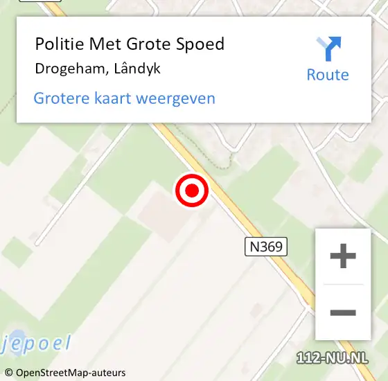 Locatie op kaart van de 112 melding: Politie Met Grote Spoed Naar Drogeham, Lândyk op 29 juli 2022 15:13