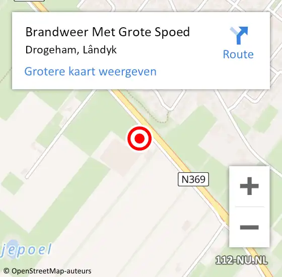 Locatie op kaart van de 112 melding: Brandweer Met Grote Spoed Naar Drogeham, Lândyk op 29 juli 2022 15:14