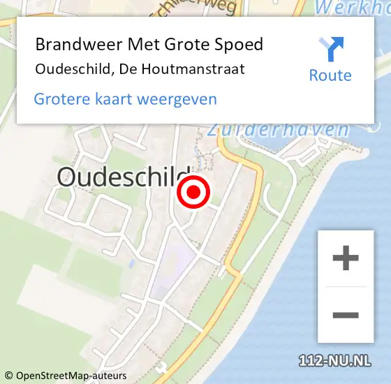 Locatie op kaart van de 112 melding: Brandweer Met Grote Spoed Naar Oudeschild, De Houtmanstraat op 29 juli 2022 16:42