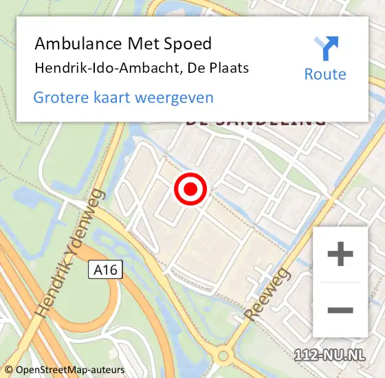 Locatie op kaart van de 112 melding: Ambulance Met Spoed Naar Hendrik-Ido-Ambacht, De Plaats op 29 juli 2022 16:47
