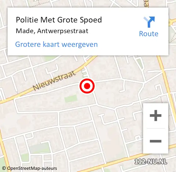 Locatie op kaart van de 112 melding: Politie Met Grote Spoed Naar Made, Antwerpsestraat op 29 juli 2022 16:57