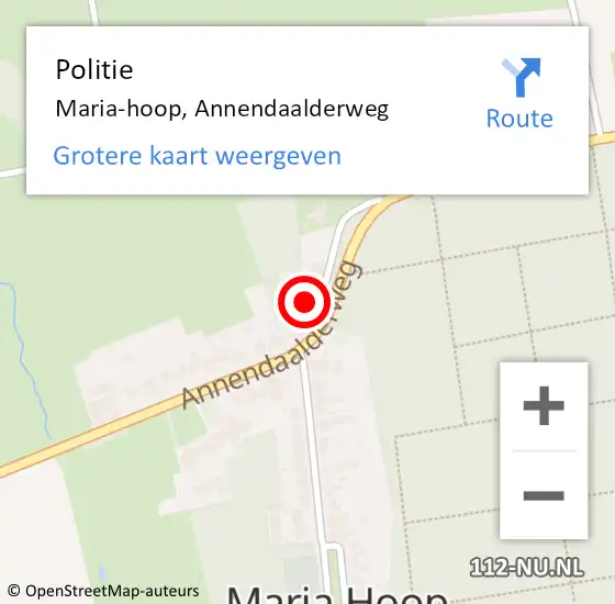 Locatie op kaart van de 112 melding: Politie Mariahoop, Annendaalderweg op 29 juli 2022 19:48