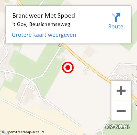 Locatie op kaart van de 112 melding: Brandweer Met Spoed Naar 't Goy, Beusichemseweg op 29 juli 2022 20:11