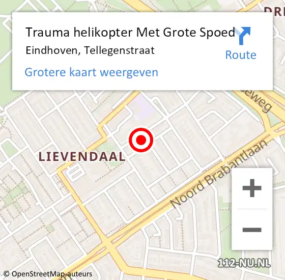 Locatie op kaart van de 112 melding: Trauma helikopter Met Grote Spoed Naar Eindhoven, Tellegenstraat op 29 juli 2022 23:13