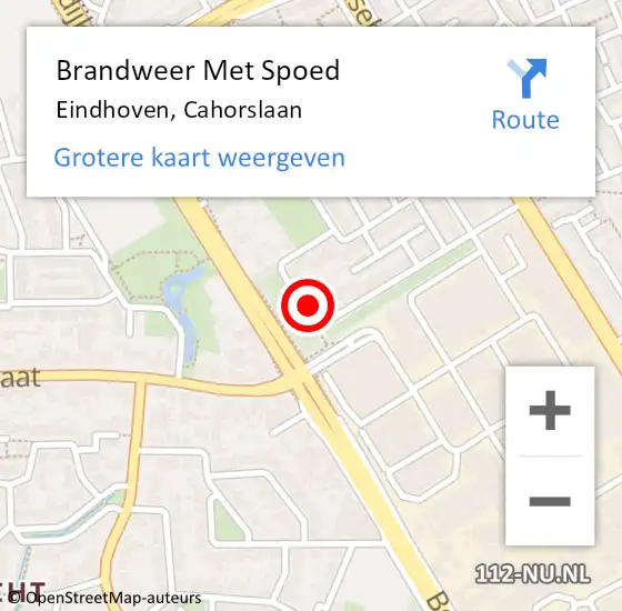 Locatie op kaart van de 112 melding: Brandweer Met Spoed Naar Eindhoven, Cahorslaan op 30 juli 2022 08:12