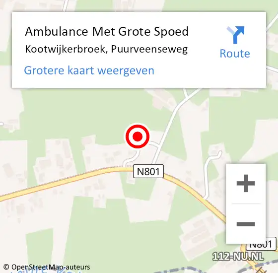 Locatie op kaart van de 112 melding: Ambulance Met Grote Spoed Naar Kootwijkerbroek, Puurveenseweg op 30 juli 2022 08:25