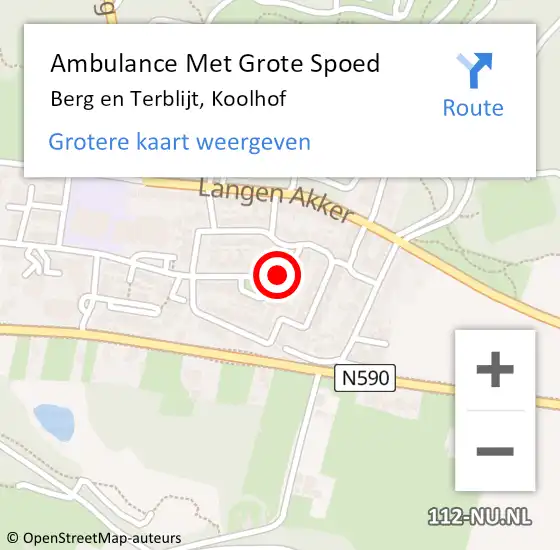 Locatie op kaart van de 112 melding: Ambulance Met Grote Spoed Naar Berg en Terblijt, Koolhof op 30 juli 2022 10:11
